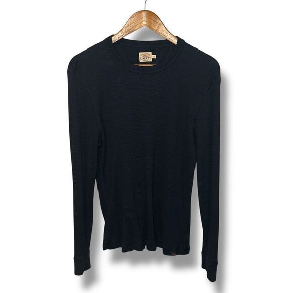 Faherty Navy Crewneck Crepe Knit Sweatshirt Sz L - Picture 1 of 5